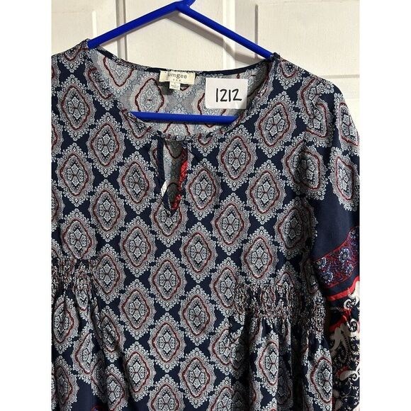 Umgee Whimsicle Tunic Top Very Boho Unique Designs Bell Sleeves Elastic Waist Lg - Picture 10 of 10